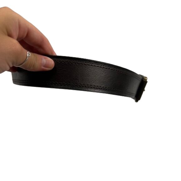 Columbia Mens Leather Belt Size 36 Brown Classic Top Stitching Metal Hardware - Picture 5 of 8